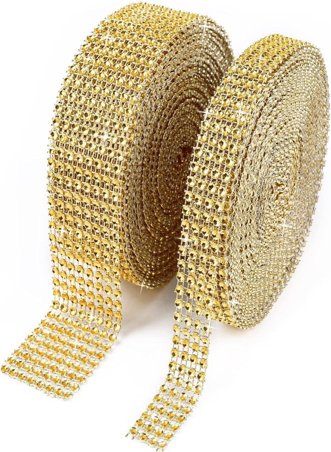 Dhruv Crafts دانتيل مرصع بأحجار الراين من دروف كرافتس، شريط للساري، مناسب للأعمال اليدوية، الكيك، زينة أعياد الميلاد، حفلات الزفاف، حفلات استقبال المولود الجديد، والفنون | 9 أمتار | ذهبي | - Image 1